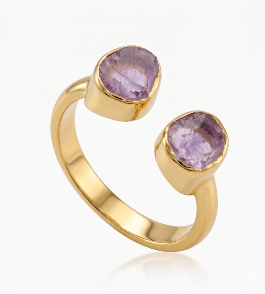 Amethyst Glow Open Ring
