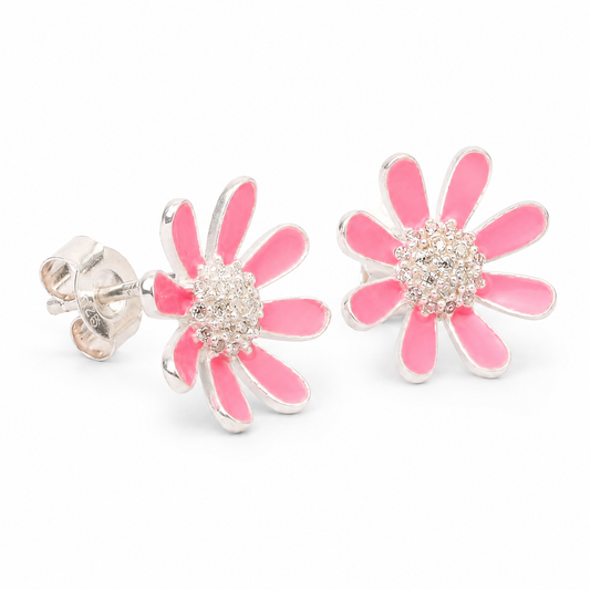 Sunflower Splendor Pink Stud Earrings