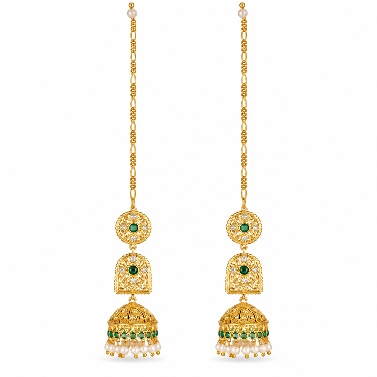 Swarna Marakata Mukta Jhumka Earrings