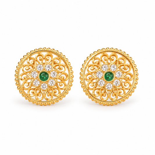 Kanak Marakata Vritta Stud Earrings