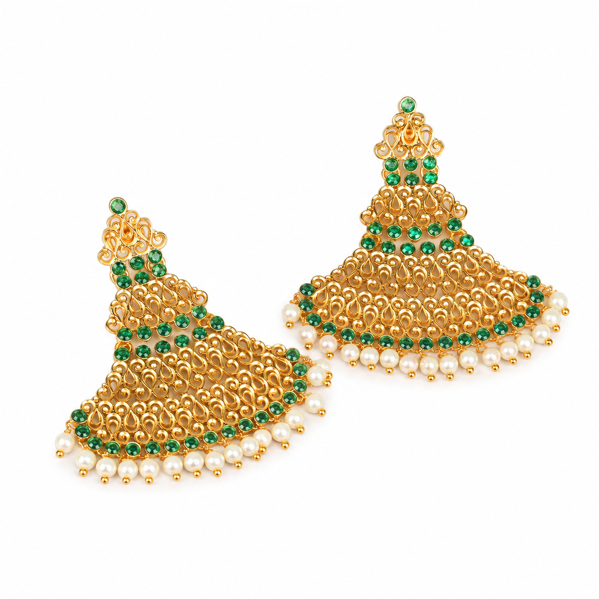 Marakata Trikona Triguna Earrings