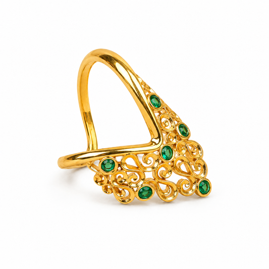 swarna  panna vanki mudrika ring