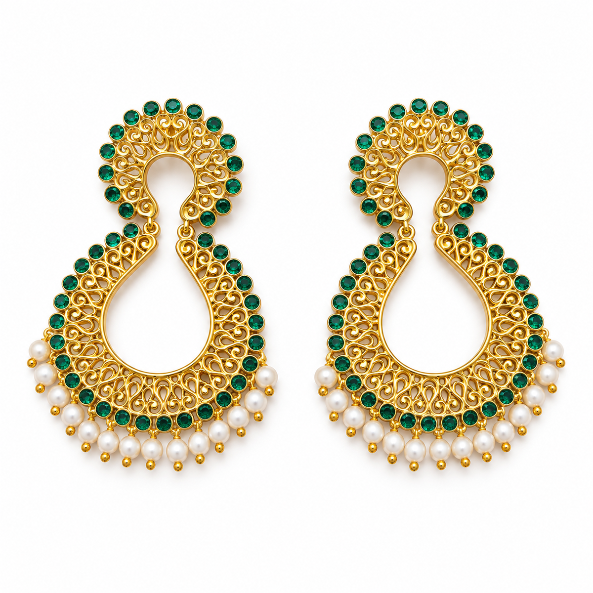 Marakata Mukta Kanak Pankti Earrings