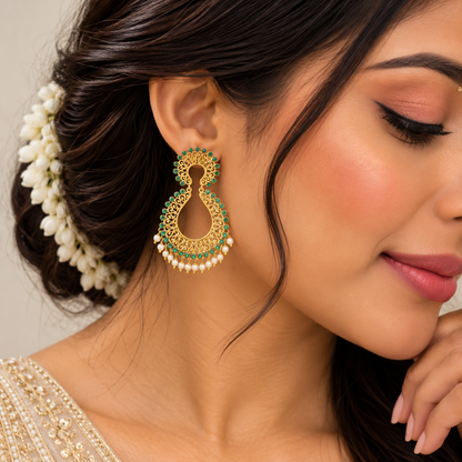 Marakata Mukta Kanak Pankti Earrings