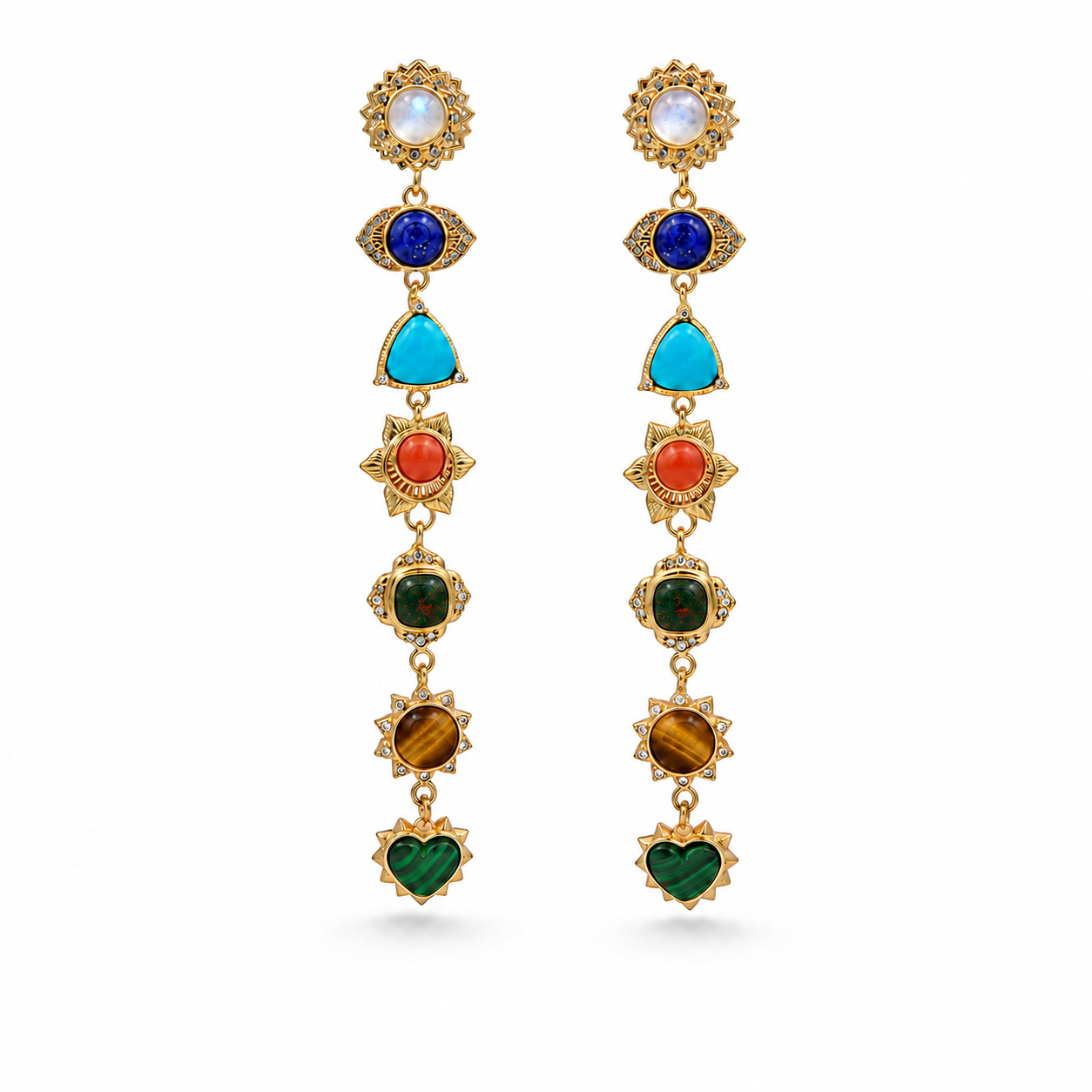 Seven Chakra Drop Earrings