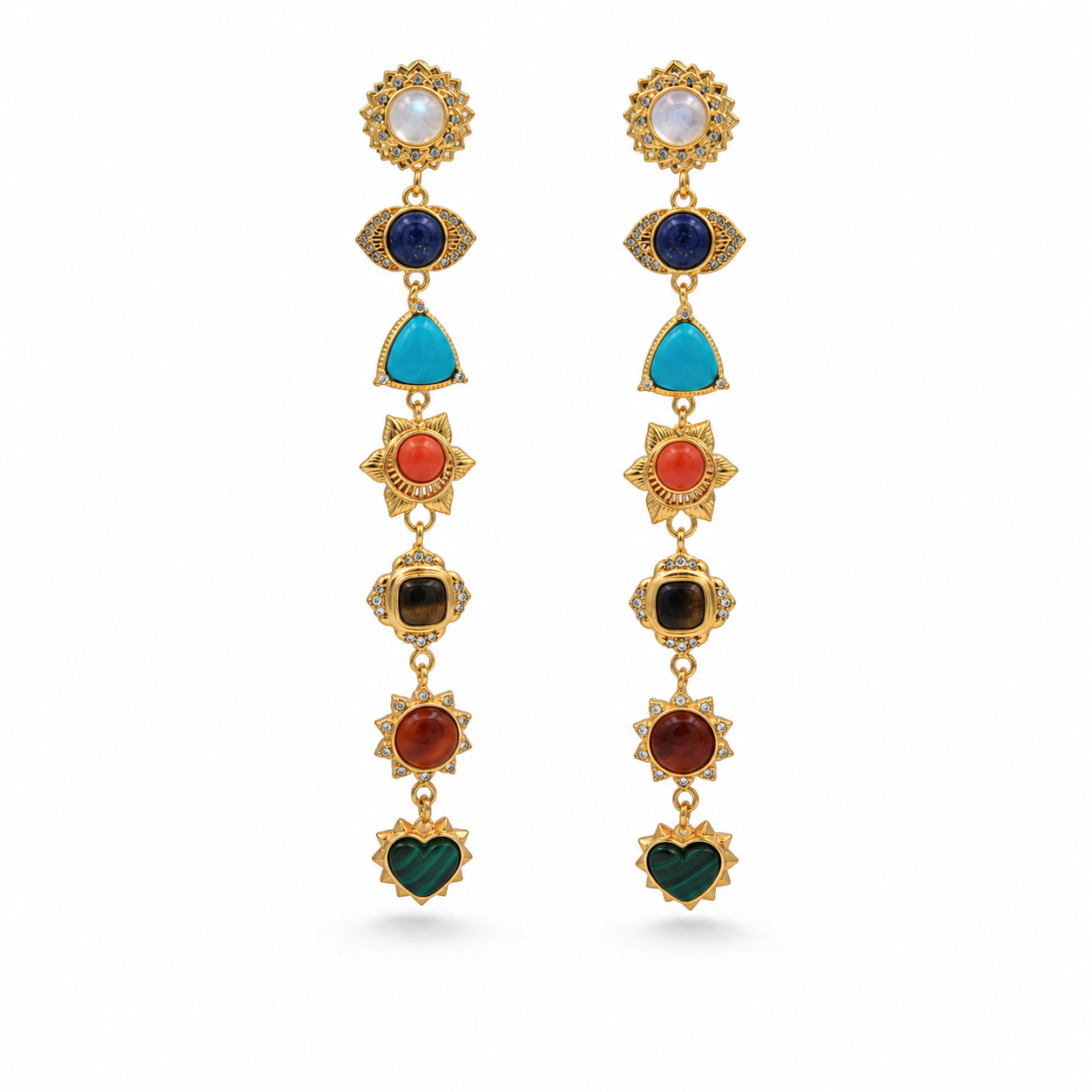 Seven Chakra Drop Earrings