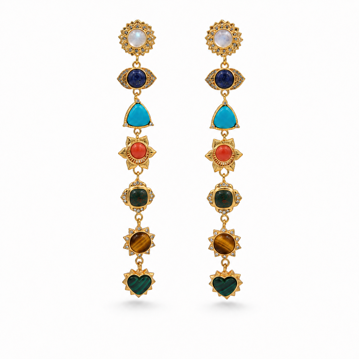Seven Chakra Drop Earrings