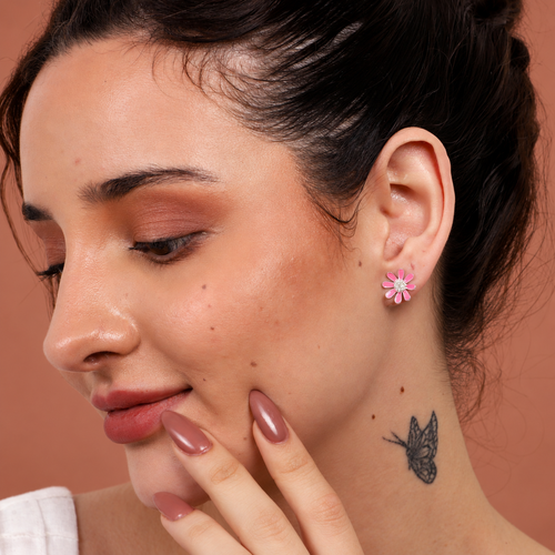 Sunflower Splendor Pink Stud Earrings