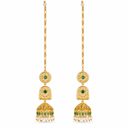 Swarna Marakata Mukta Jhumka Earrings