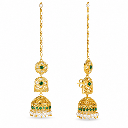 Swarna Marakata Mukta Jhumka Earrings
