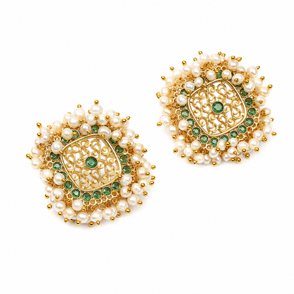 Swarna Marakata Mukta Pearl Earrings