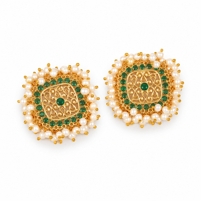 Swarna Marakata Mukta Pearl Earrings