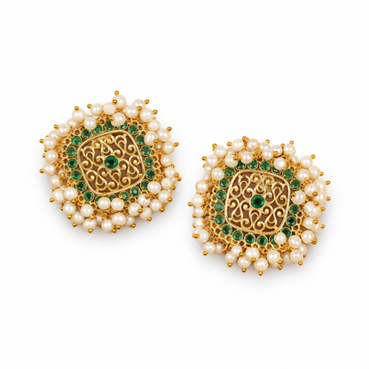 Swarna Marakata Mukta Pearl Earrings