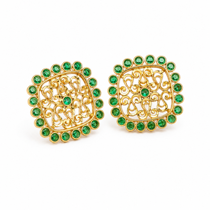 Swarna Marakata Mukta Stud Earrings