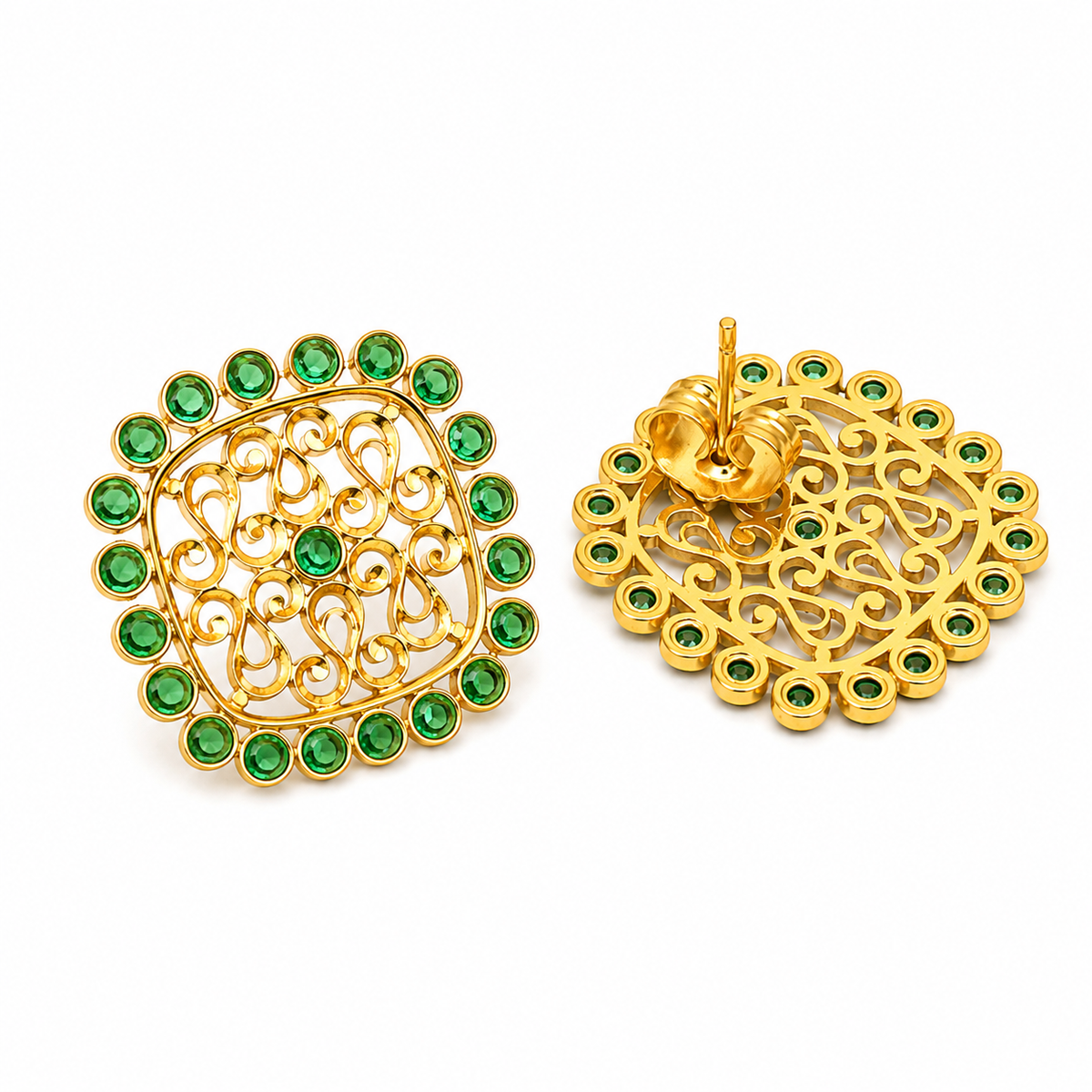 Swarna Marakata Mukta Stud Earrings