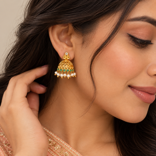 Hem Marakata  Jhumki Studs