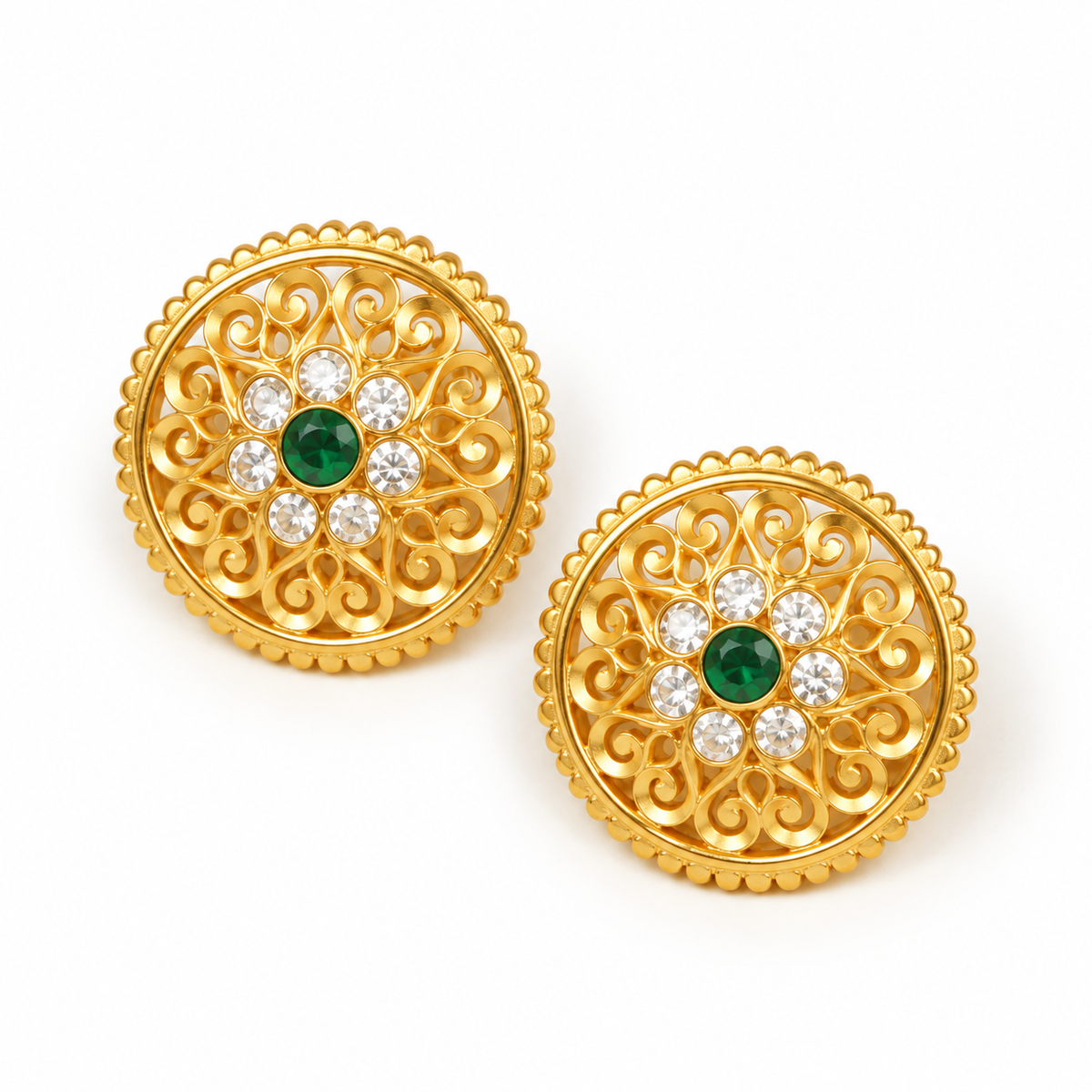 Kanak Marakata Vritta Stud Earrings