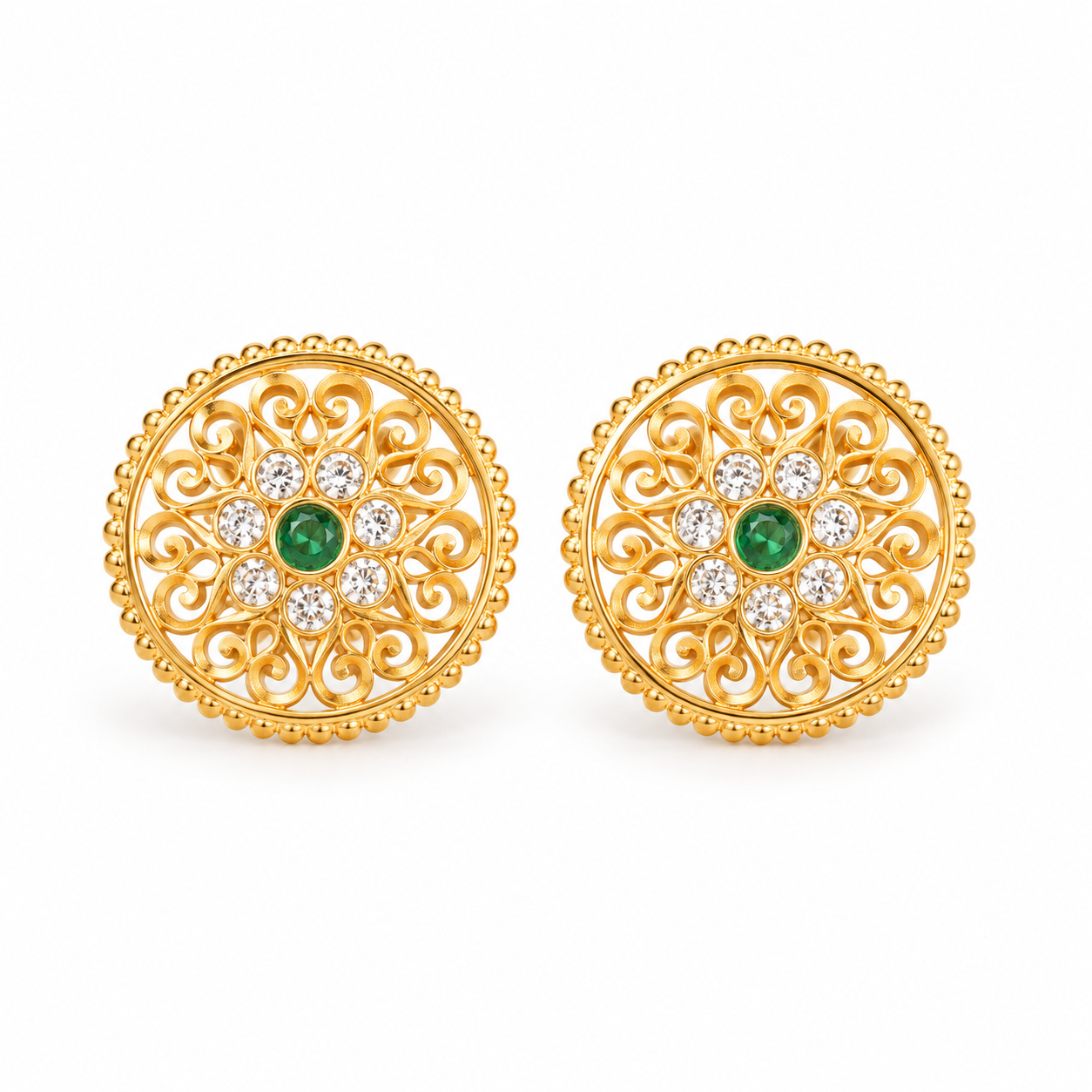 Kanak Marakata Vritta Stud Earrings