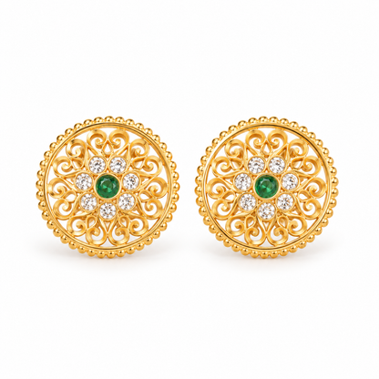 Kanak Marakata Vritta Stud Earrings