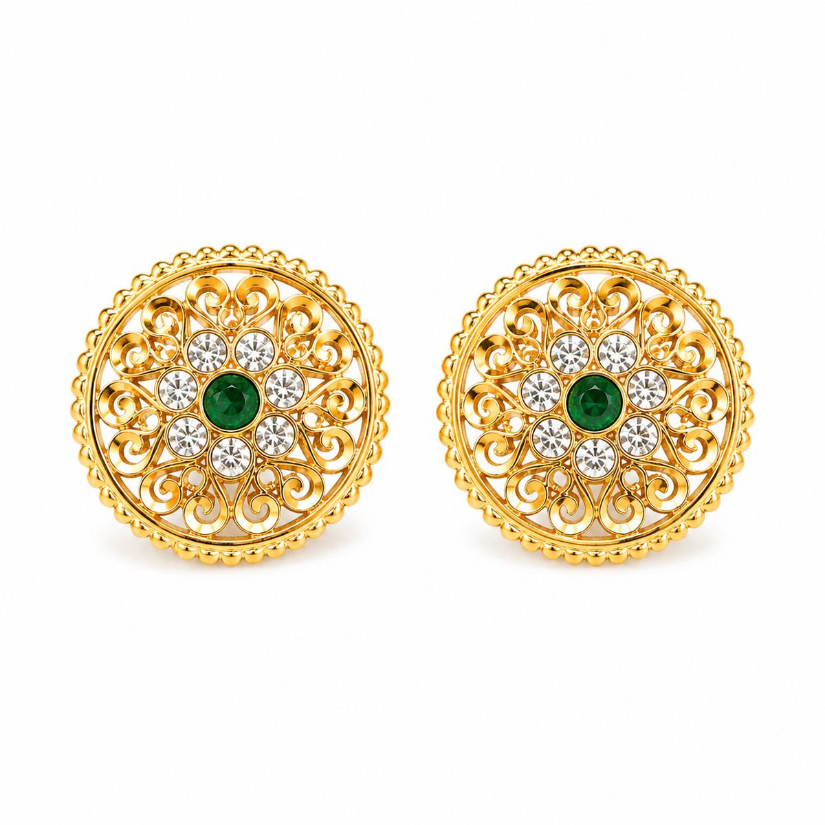Kanak Marakata Vritta Stud Earrings