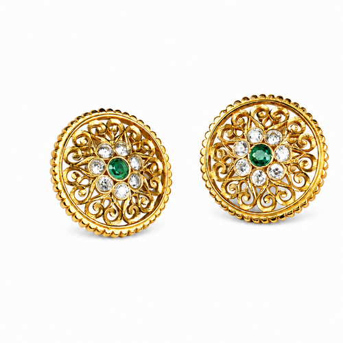 Kanak Marakata Vritta Stud Earrings