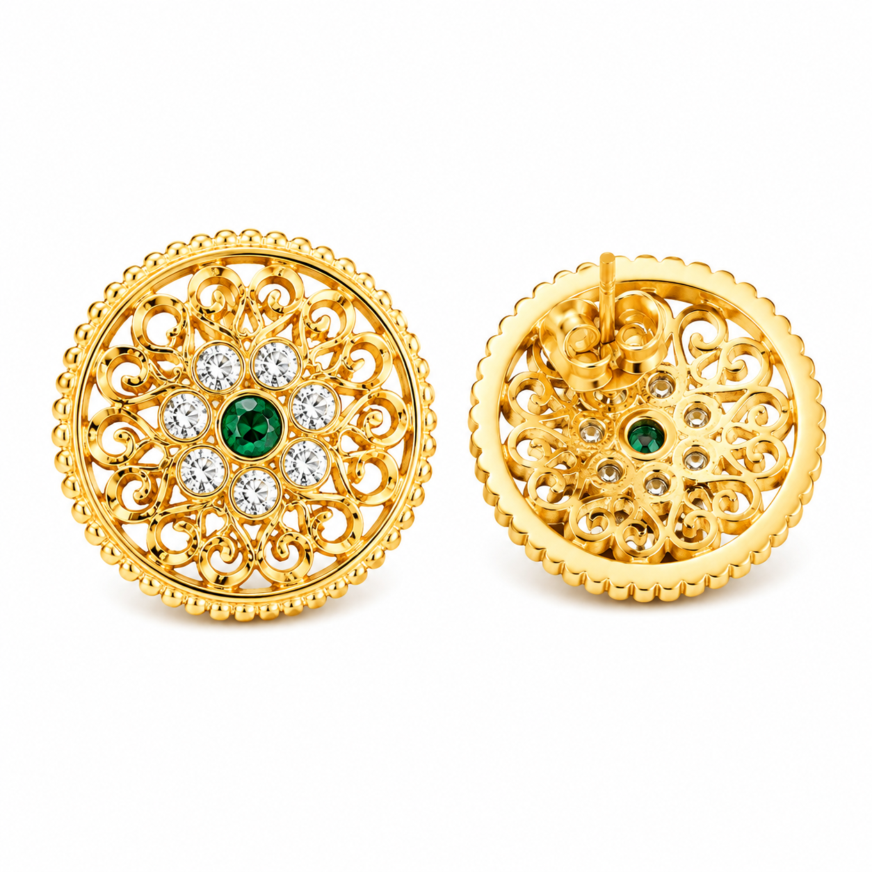 Kanak Marakata Vritta Stud Earrings