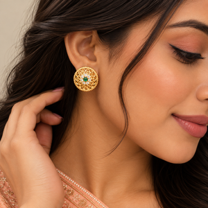 Kanak Marakata Vritta Stud Earrings