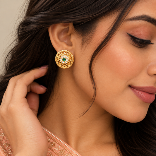 Kanak Marakata Vritta Stud Earrings