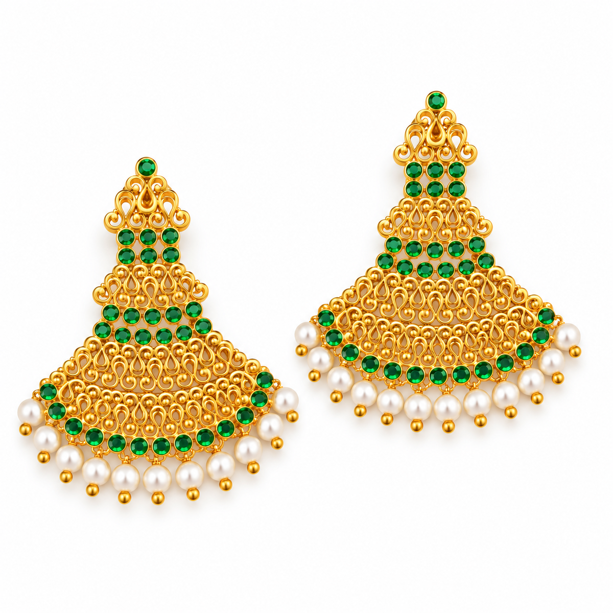Marakata Trikona Triguna Earrings